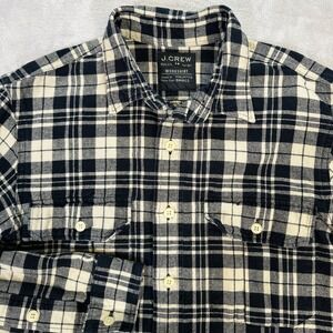 J. Crew WorkShirt Button Up Long Sleeve Mens Size Small Black White Plaid